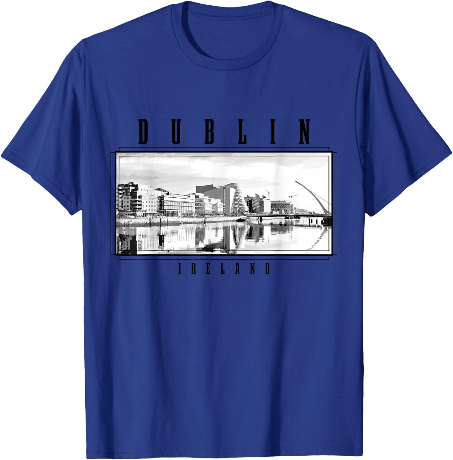 Dublin Ireland Vintage Skyline Black White Vintage Dublin T-Shirt - T-Shirt | Royal