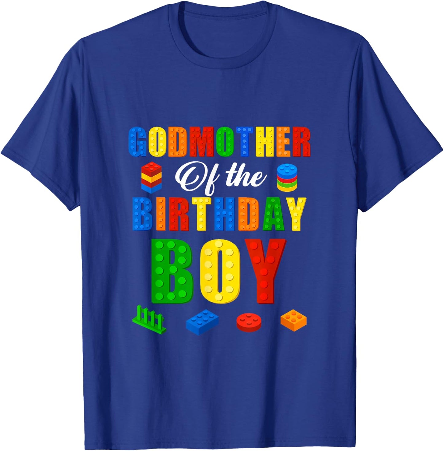 Godmother Birthday Boy Master Builder Building Bricks Blocks T-Shirt - T-Shirt | Royal