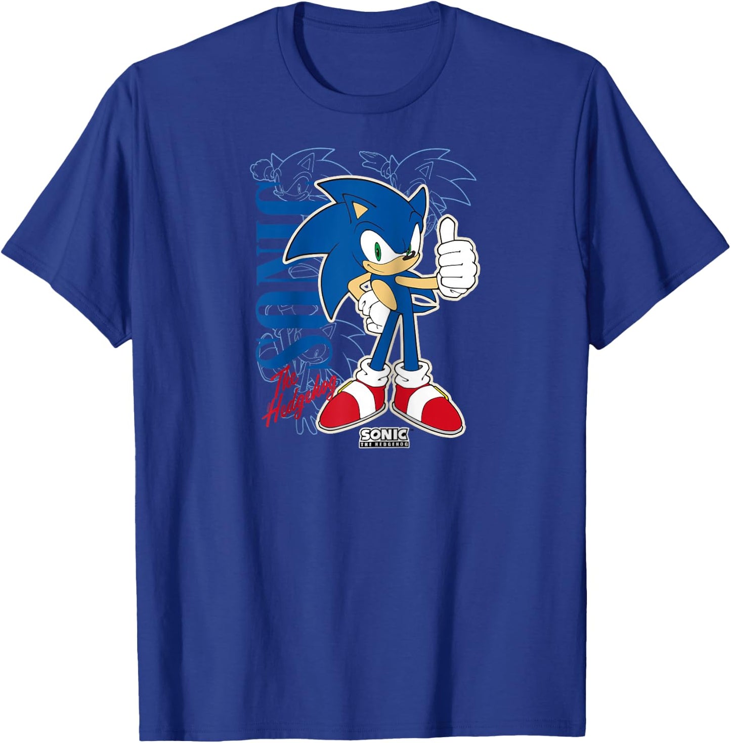 Sonic The Hedgehog Thumbs Up Retro Shot Raglan Baseball T-Shirt - T-Shirt | Royal