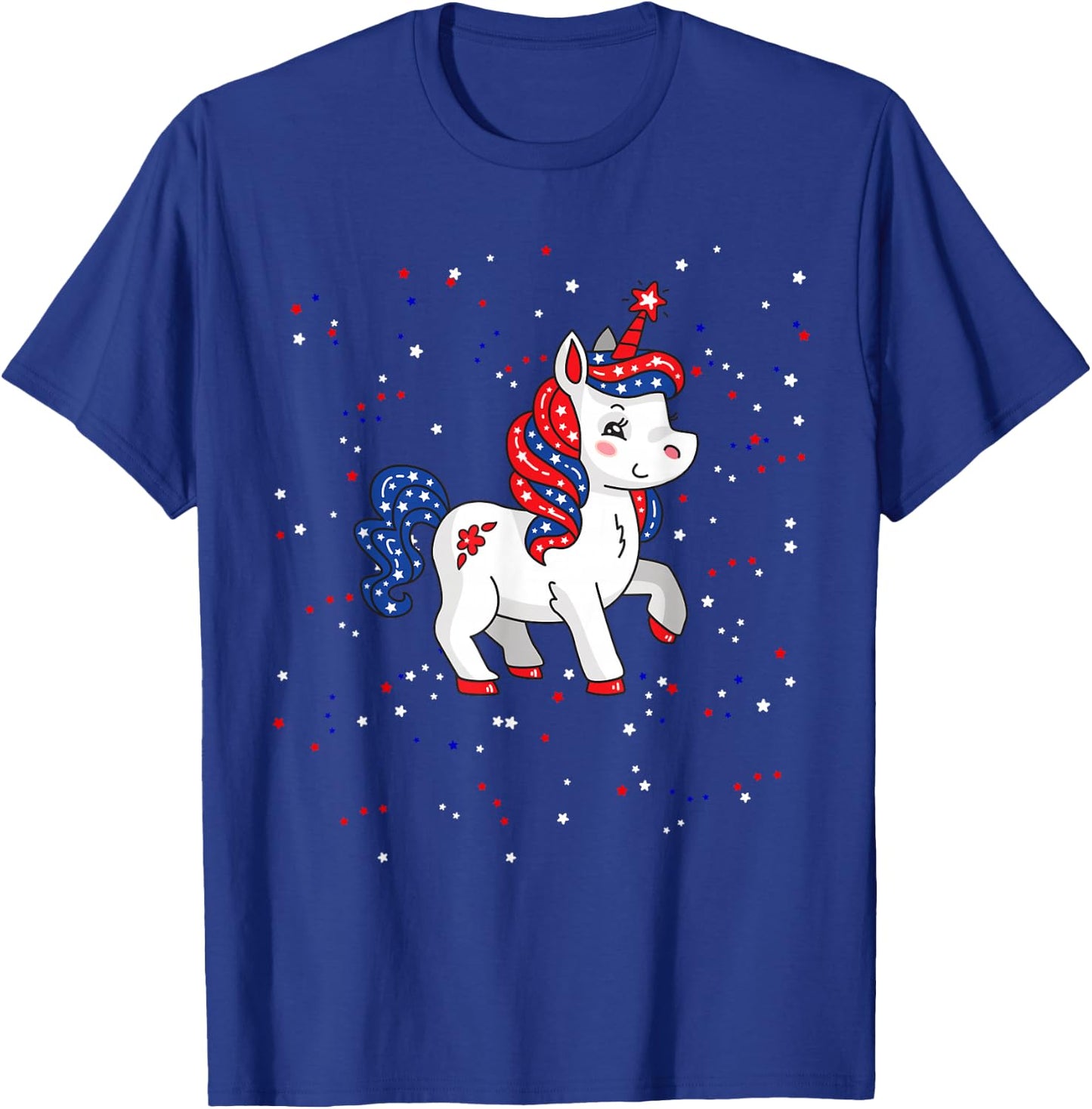 Red White and Blue Unicorn American Flag 4th of July USA T-Shirt - T-Shirt | Royal