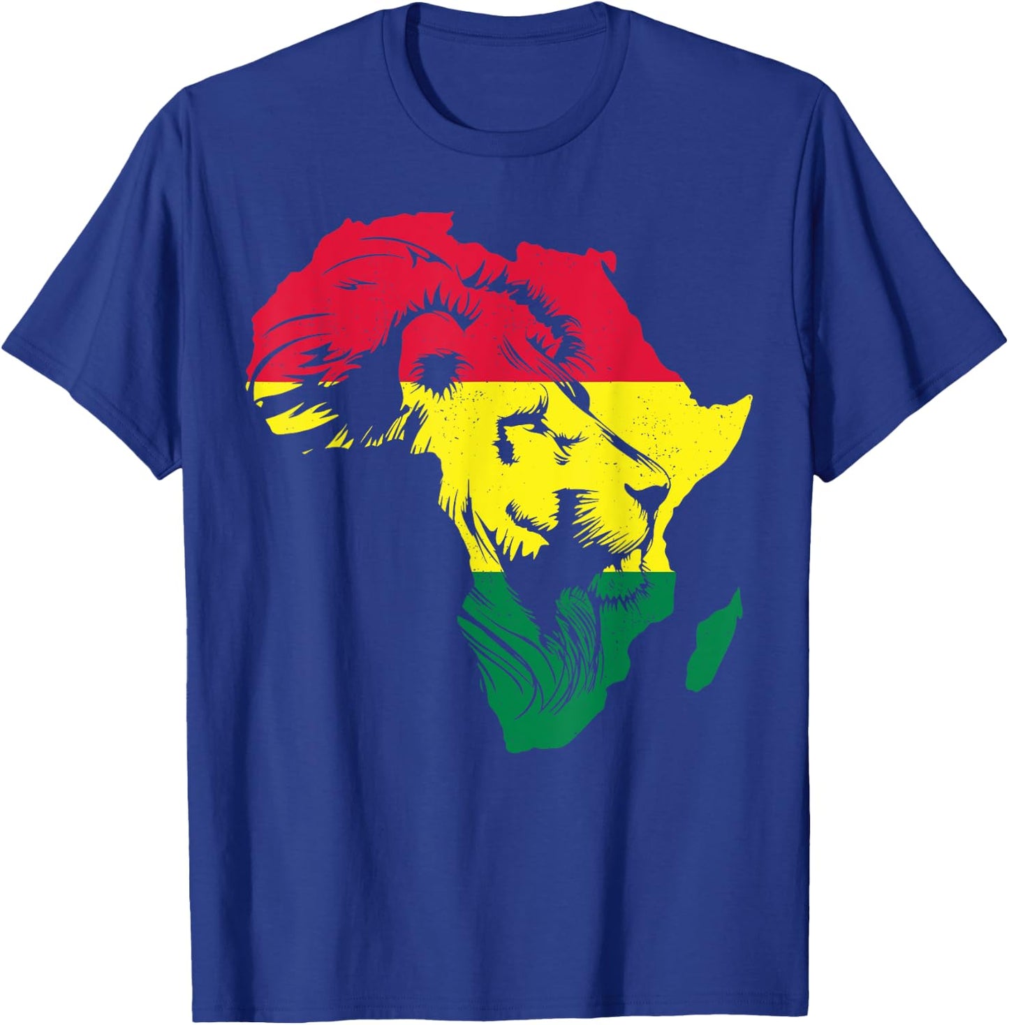 Roar Africa Map Lion Face Reggae Rasta Gift Design T-Shirt - T-Shirt | Royal