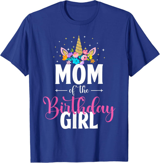 Mom Of The Birthday Girl Unicorn Girls Family Matching T-Shirt - T-Shirt | Royal