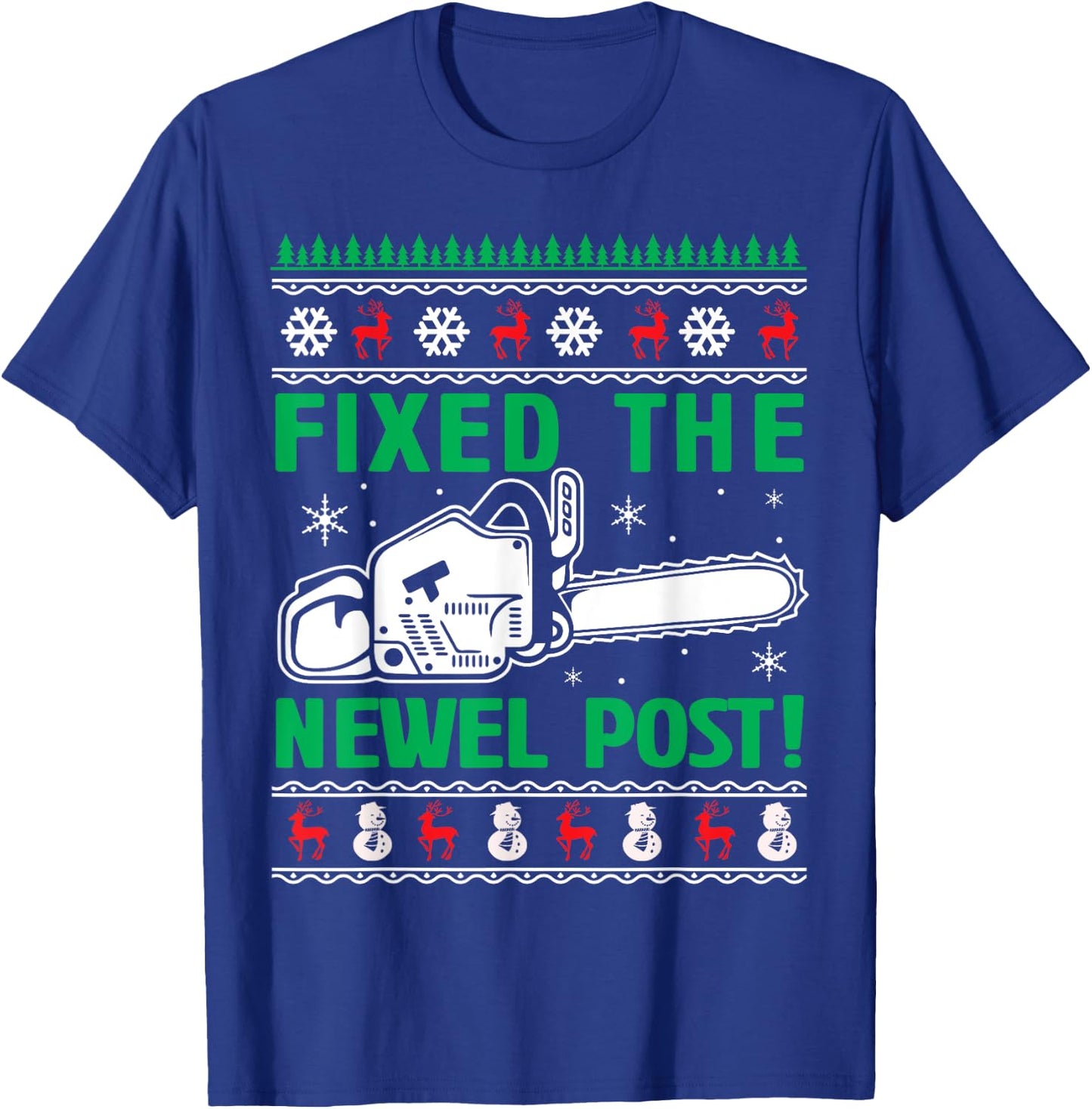 Christmas Fixed The Newel Post -Adults Black Small Modern Classic T-Shirt - T-Shirt | Royal