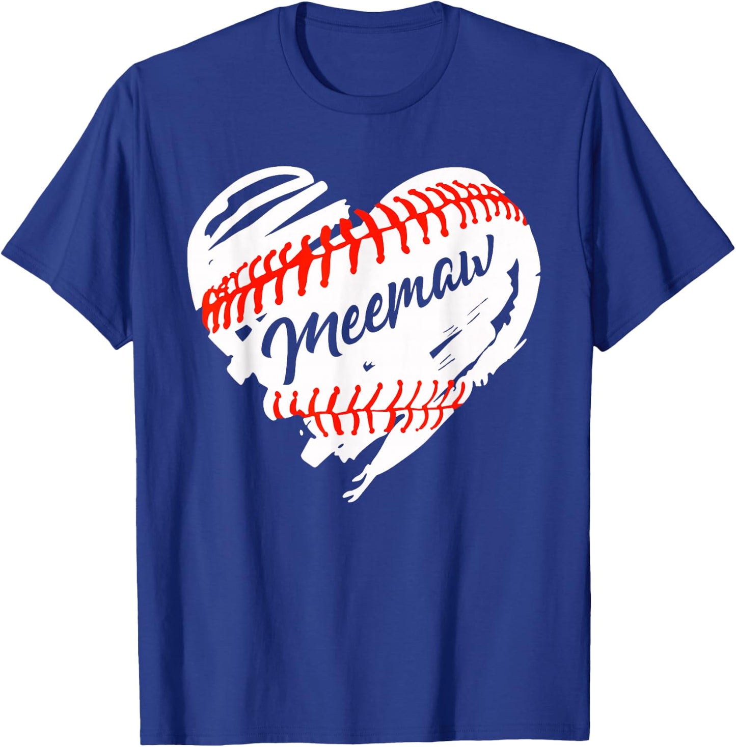 Baseball Heart Baseball Meemaw Women Softball Mom Short T-Shirt - T-Shirt | Royal