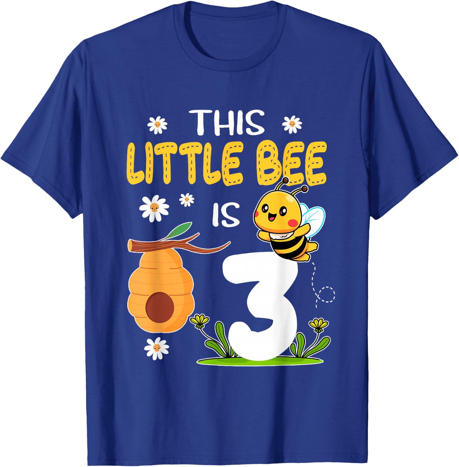 This Little Bee Is 3 Year Old Birthday 3rd Party Bee Kids T-Shirt - T-Shirt | Royal