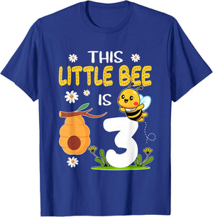 This Little Bee Is 3 Year Old Birthday 3rd Party Bee Kids T-Shirt - T-Shirt | Royal