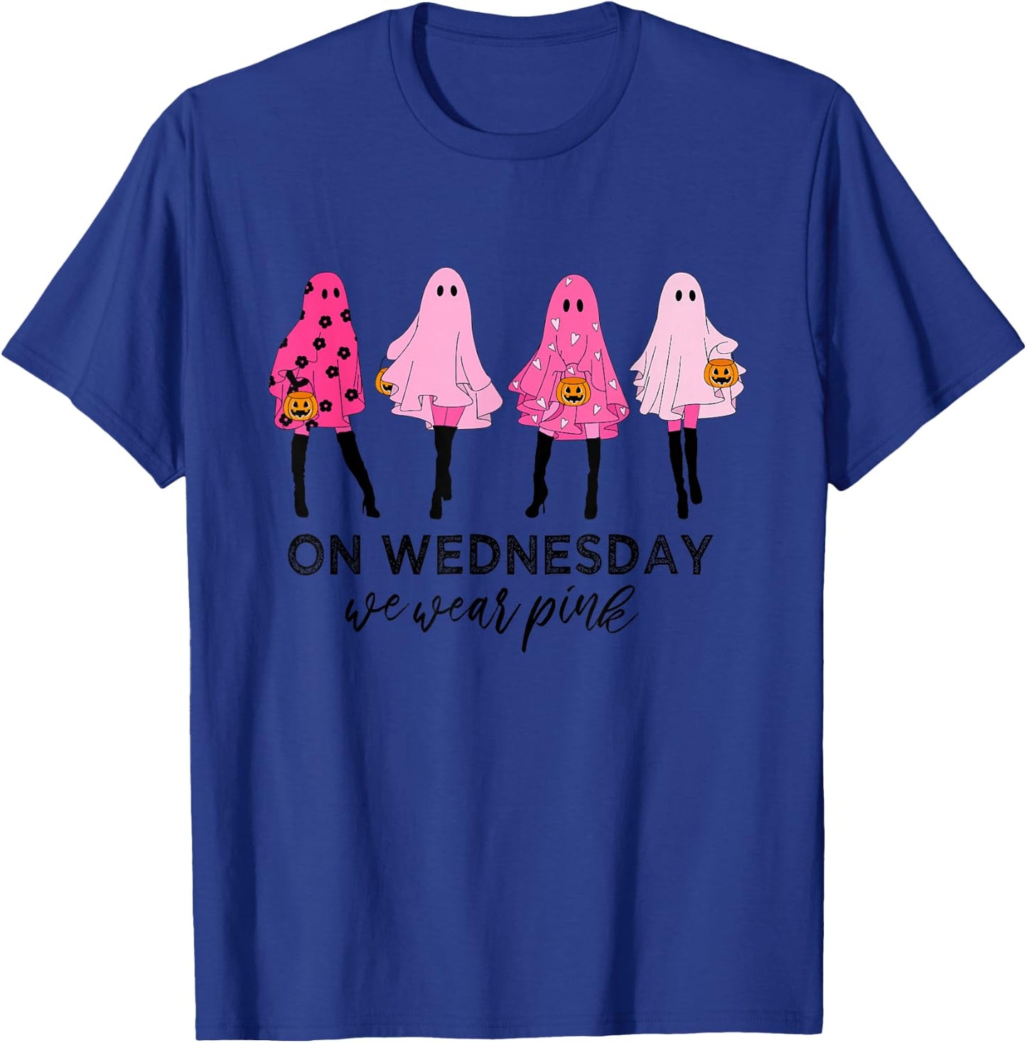 Funny Cute On Wednesday Ghost Halloween We Wear Pink T-Shirt - T-Shirt | Royal