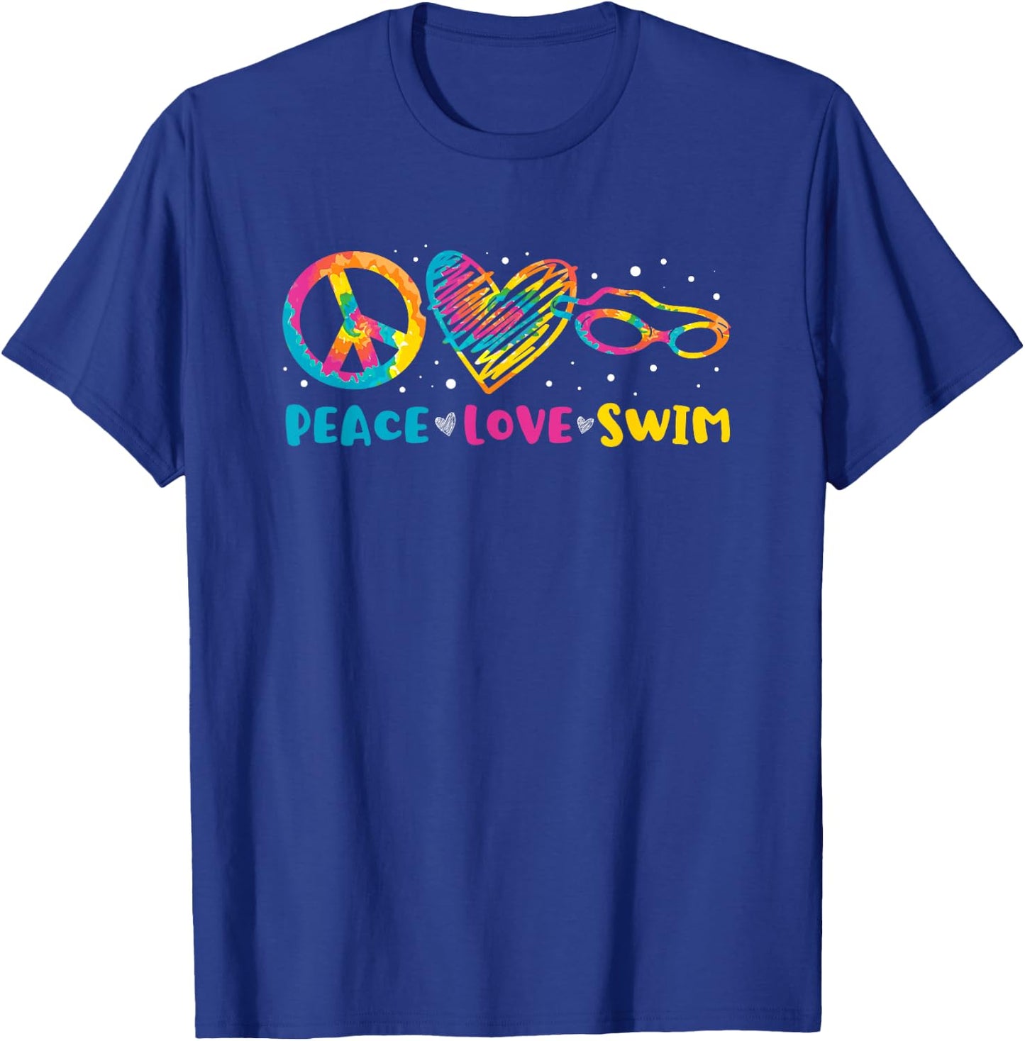 Swimmer Peace Love Swim Funny Swimming Pool T-Shirt - T-Shirt | Royal