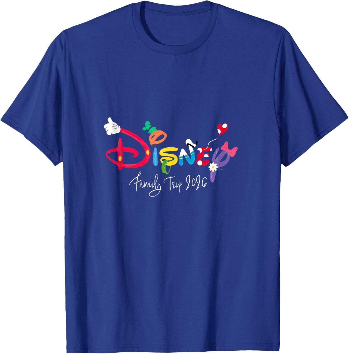 Disney Mickey & Friends Character Letters Family Trip 2026 T-Shirt - T-Shirt | Royal