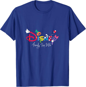 Disney Mickey & Friends Character Letters Family Trip 2026 T-Shirt - T-Shirt | Royal