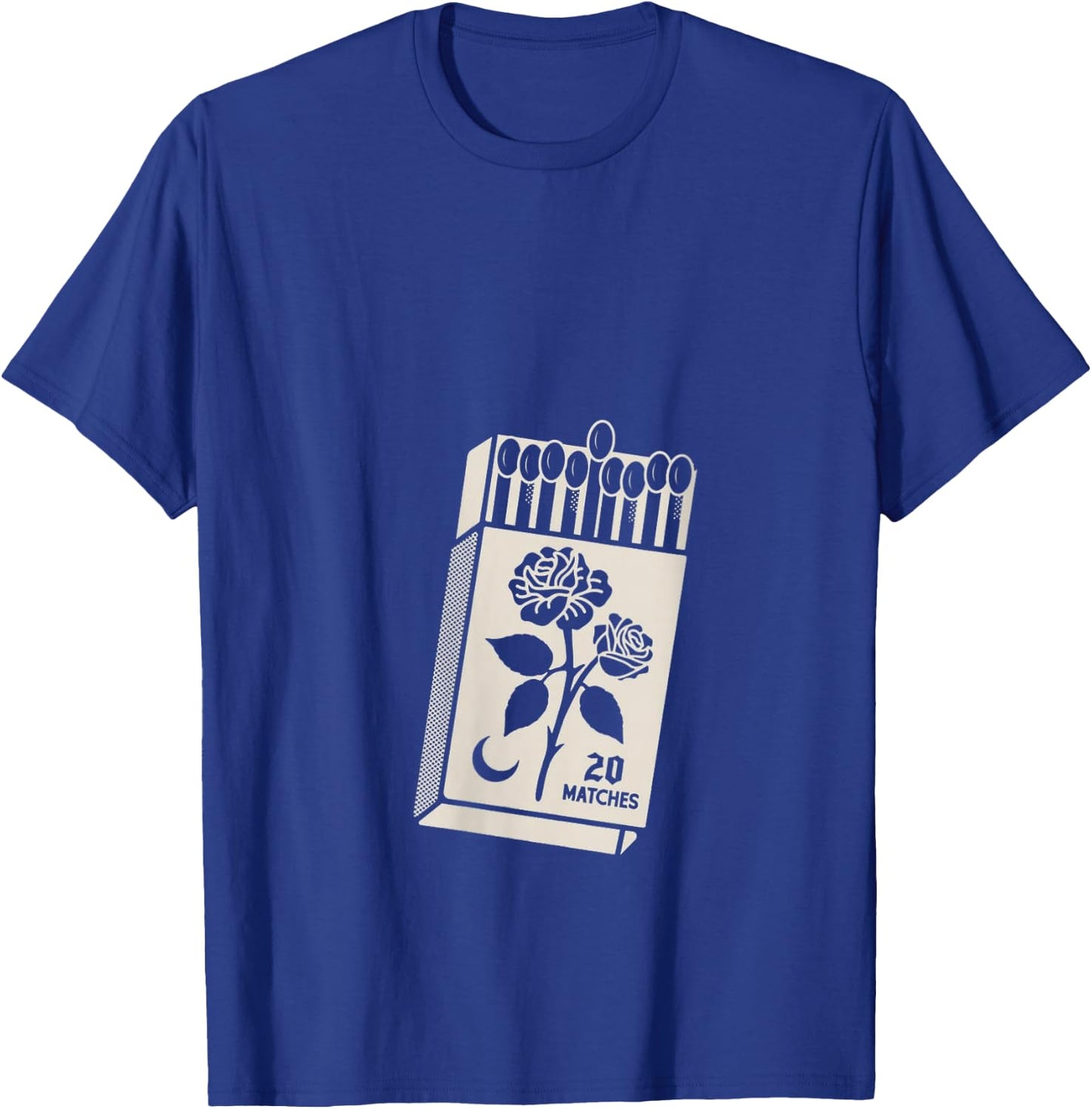 Women's Vintage Matches & Rose Matchbox Retro 20 Matches Moon Art V-Neck T-Shirt - T-Shirt | Royal