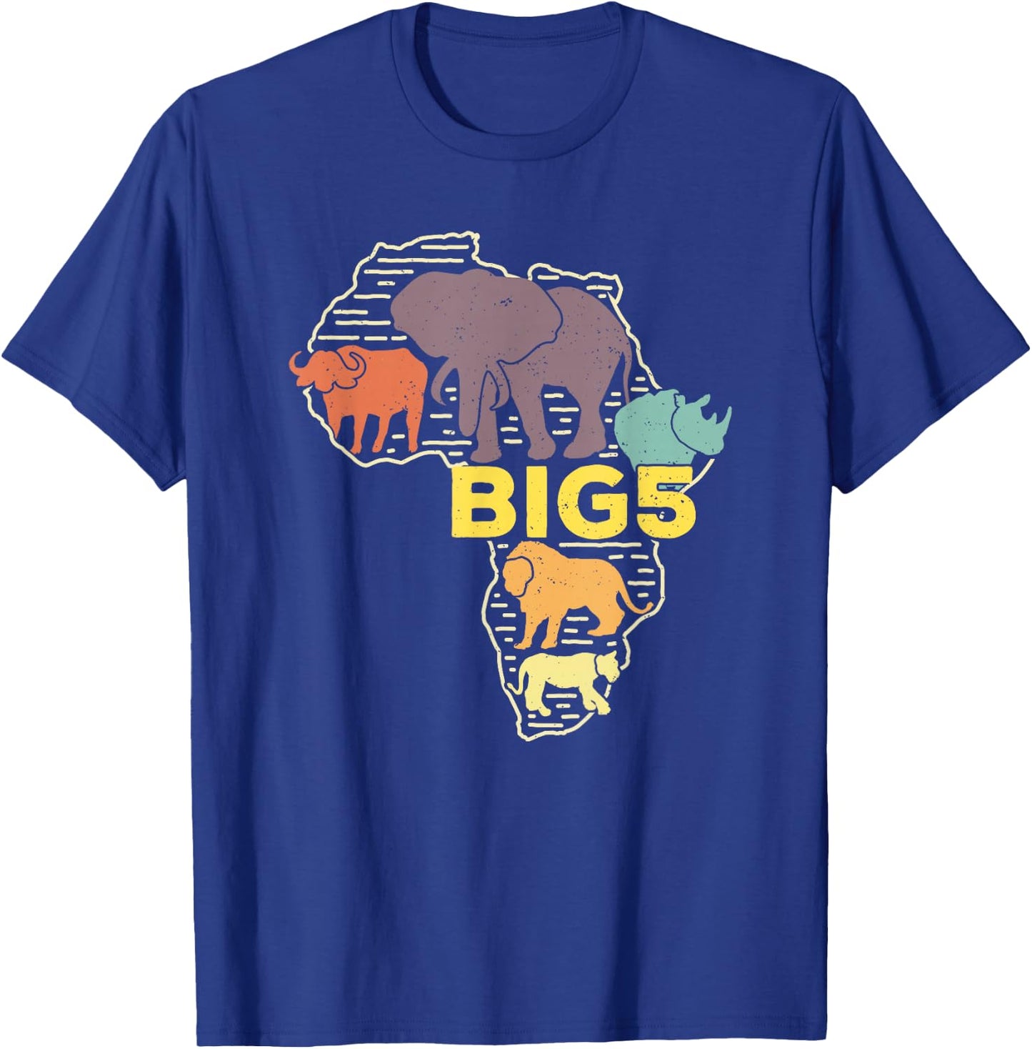 Big Five African Animals Elephant Rhino Buffalo Lion Leopard T-Shirt - T-Shirt | Royal