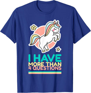 I Have More Than Four Questions Unicorn Passover Kids T-Shirt - T-Shirt | Royal
