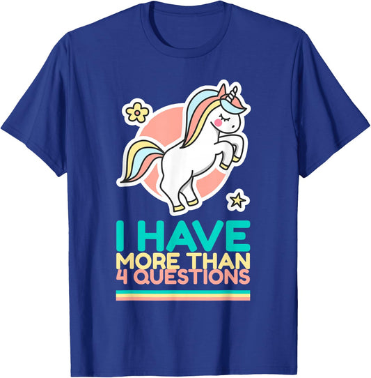 I Have More Than Four Questions Unicorn Passover Kids T-Shirt - T-Shirt | Royal