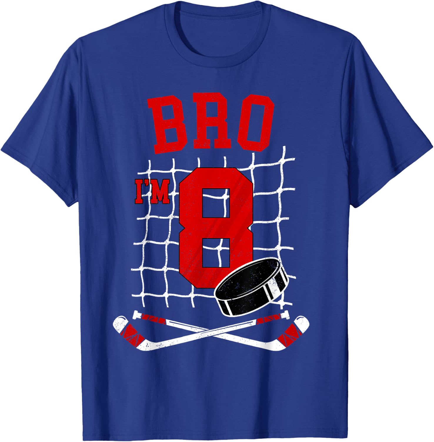8th Birthday Boy Bro I’m 8 Year Old Hockey Player Bday T-Shirt - T-Shirt | Royal