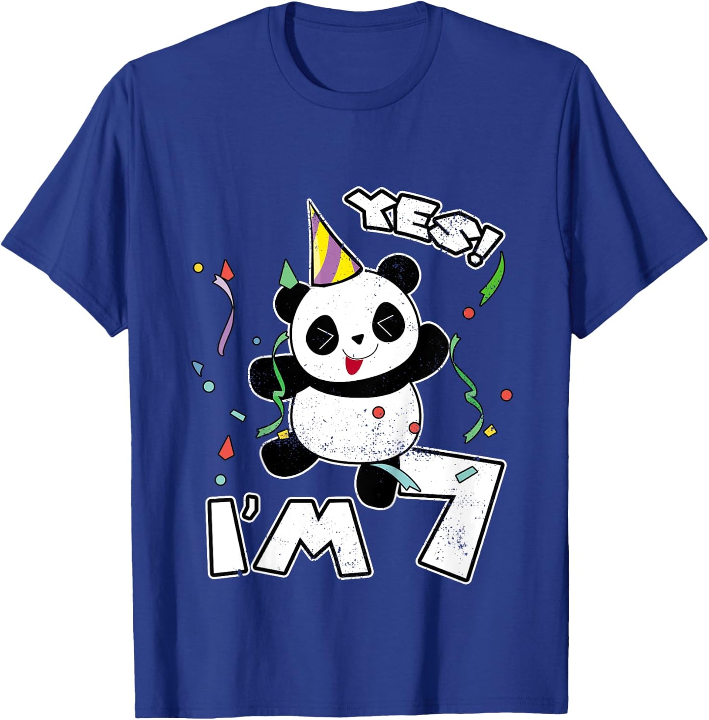 7th Birthday Panda Party Yes I'm 7 Years Old Gift T-Shirt - T-Shirt | Royal