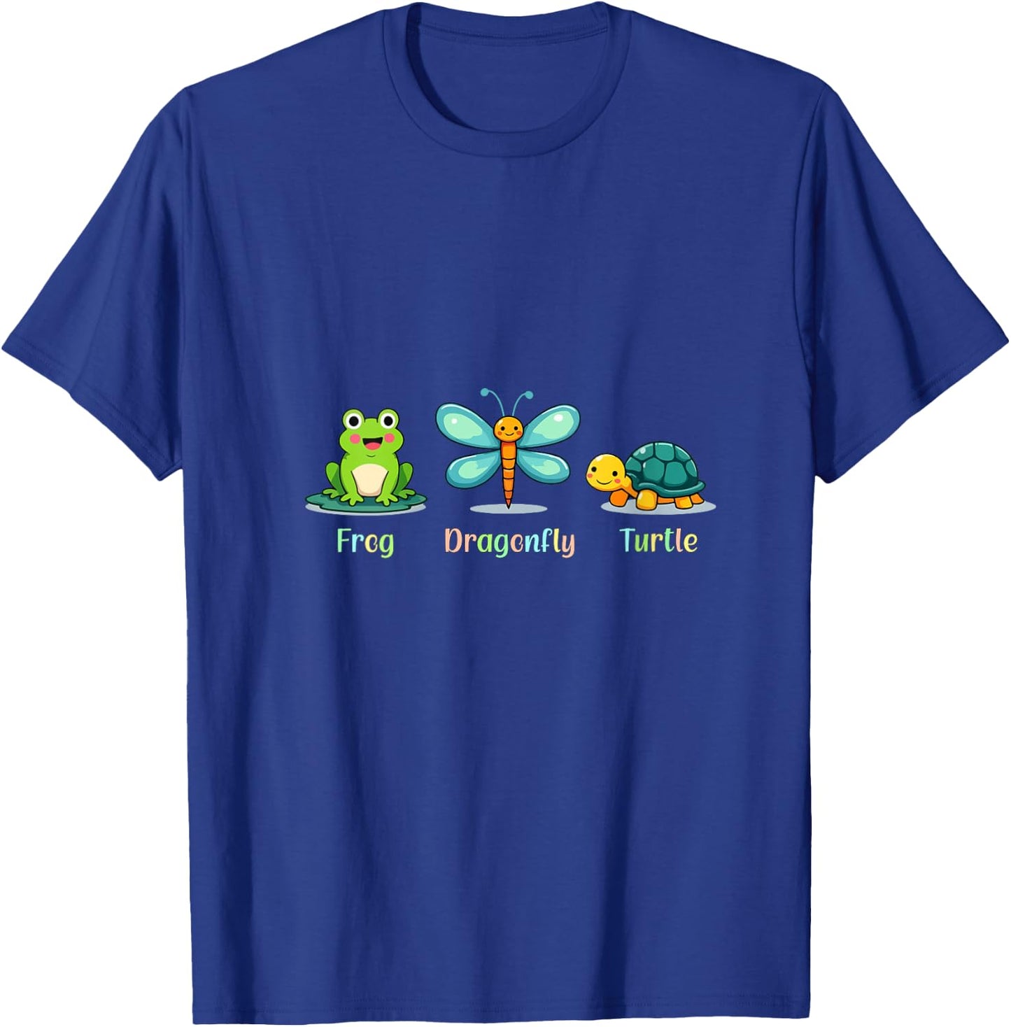 Funny Cute Frog Dragonfly Turtle Adorable Outdoor Animals V-Neck T-Shirt - T-Shirt | Royal