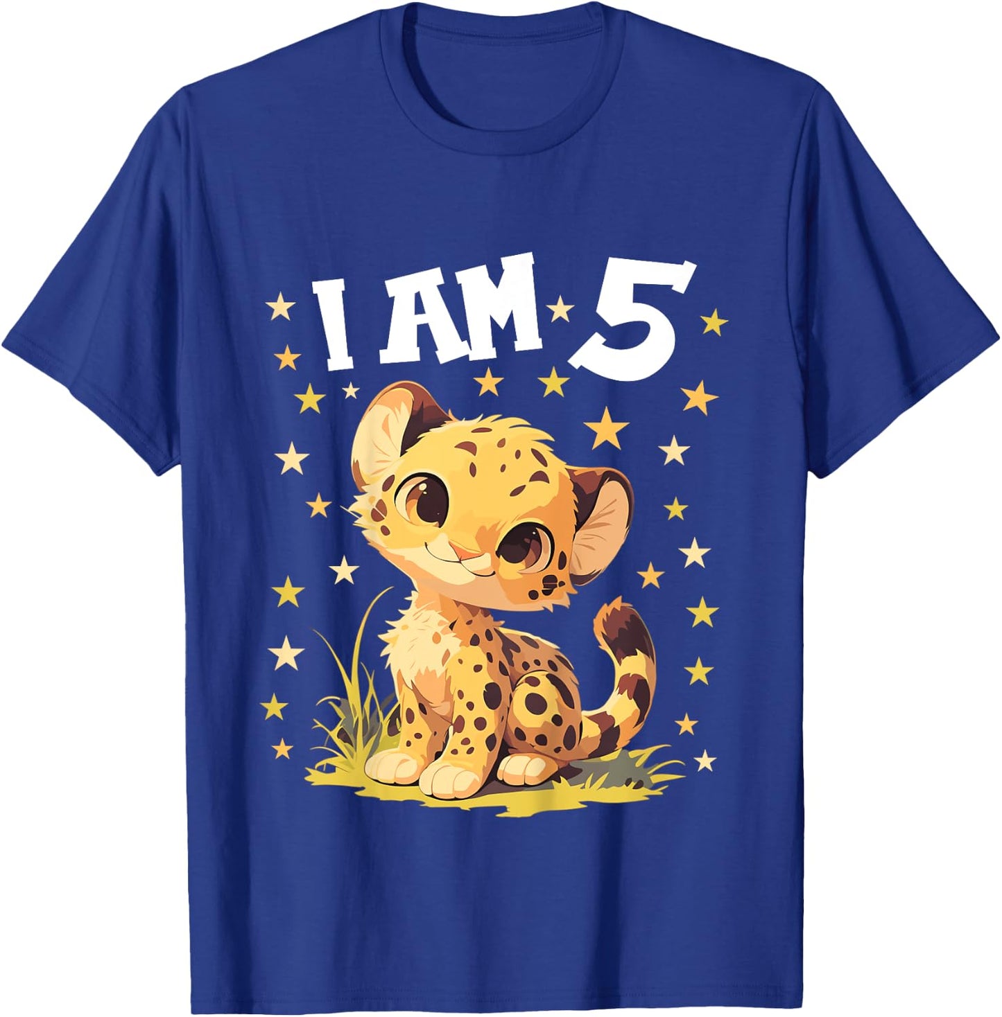 5 Years old 5 birthday Cheetahs Boy Girl Cheetah T-Shirt - T-Shirt | Royal
