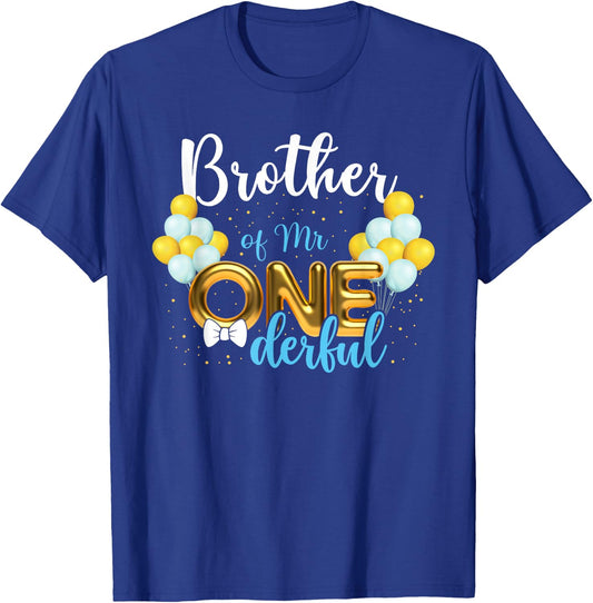 Brother of Mr Onederful 1st Birthday First One-Derful T-Shirt - T-Shirt | Royal