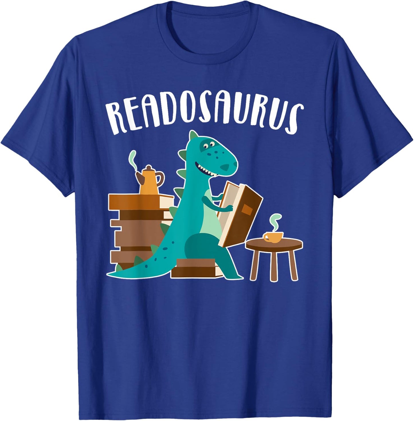 Funny Book Lover Readosaurus Dinosaur Reading Books Boy Girl T-Shirt - T-Shirt | Royal