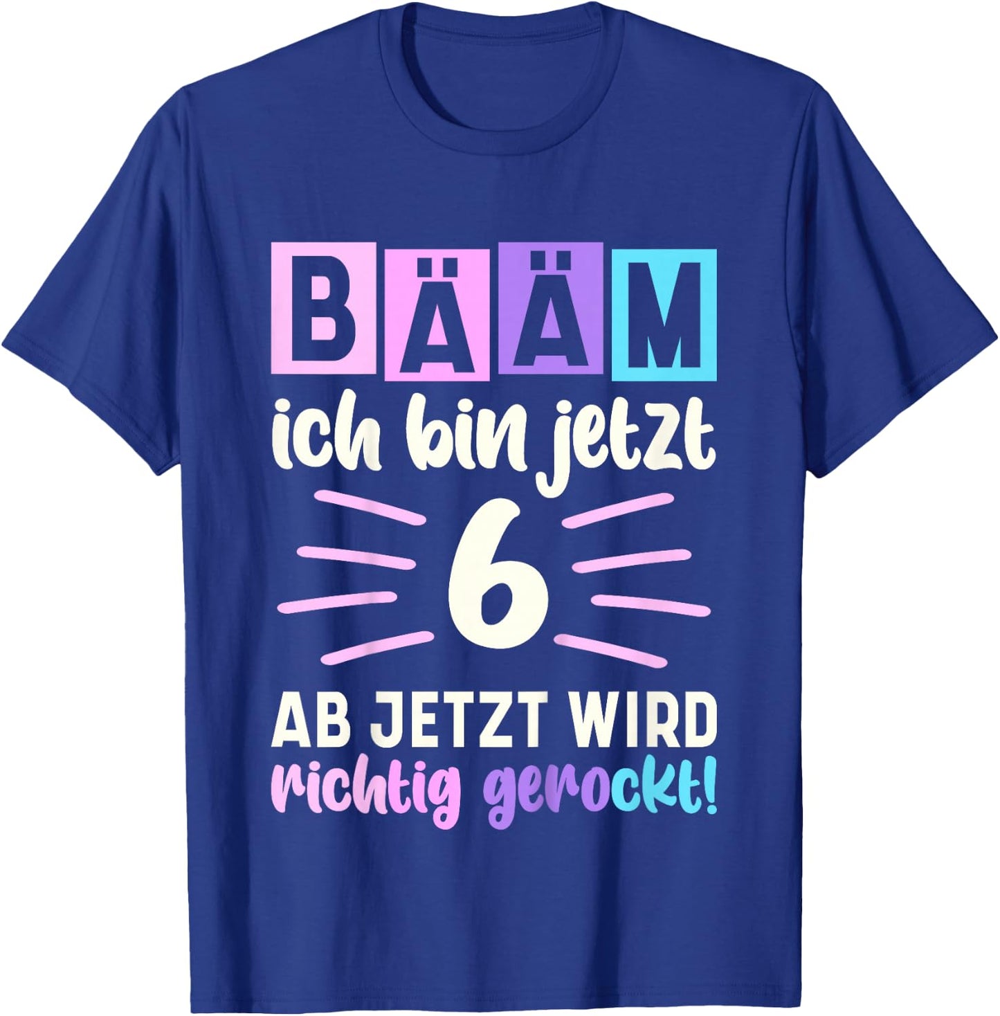 Girls' with German Text "Ich bin jetzt 6th Birthday" [German Language], black T-Shirt - T-Shirt | Royal