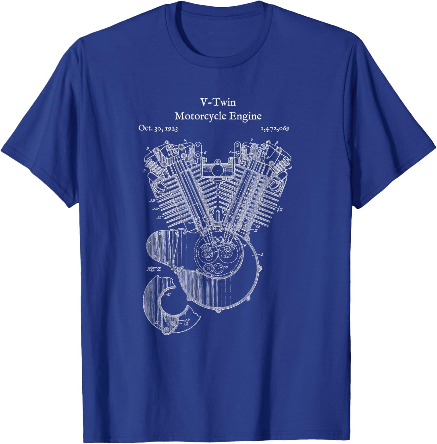 Vintage V-Twin Motorcycle Engine Shirt - Street Bike T-Shirt - T-Shirt | Royal