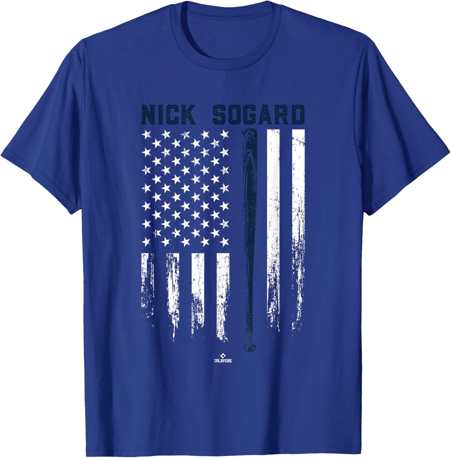 USA Flag Bat Nick Sogard Boston Baseball MLBPA T-Shirt - T-Shirt | Royal