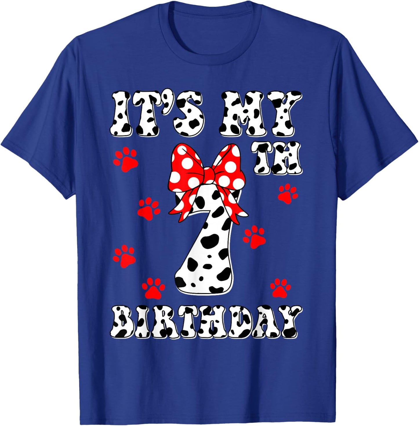 I'm 7 Years Old Kids Dalmatian It's My Birthday Boy Girl T-Shirt - T-Shirt | Royal