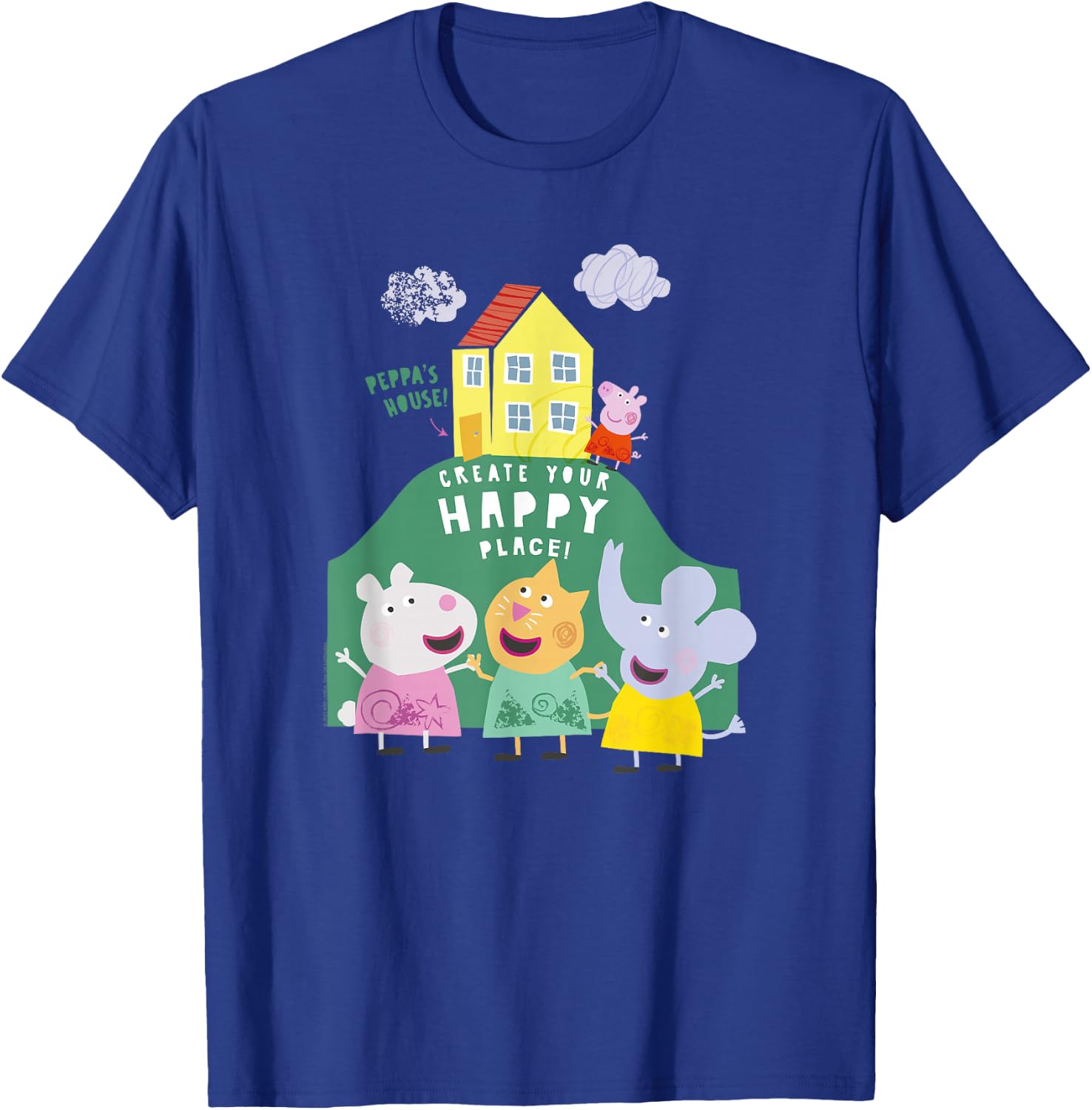 Peppa Pig Peppa's House Create Your Happy Place Group Shot T-Shirt - T-Shirt | Royal