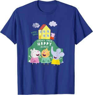 Peppa Pig Peppa's House Create Your Happy Place Group Shot T-Shirt - T-Shirt | Royal