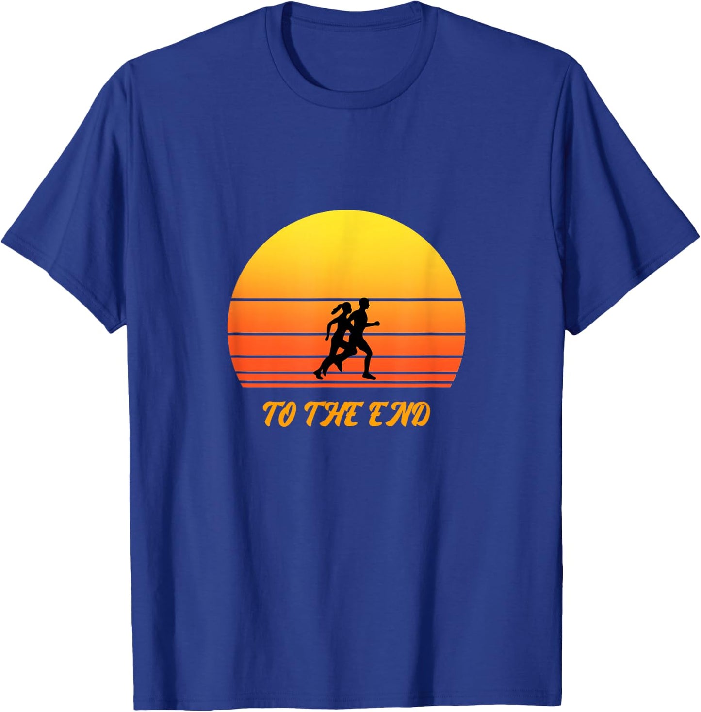 Sunset Design of to the End Running Couple Graphic T-Shirt - T-Shirt | Royal