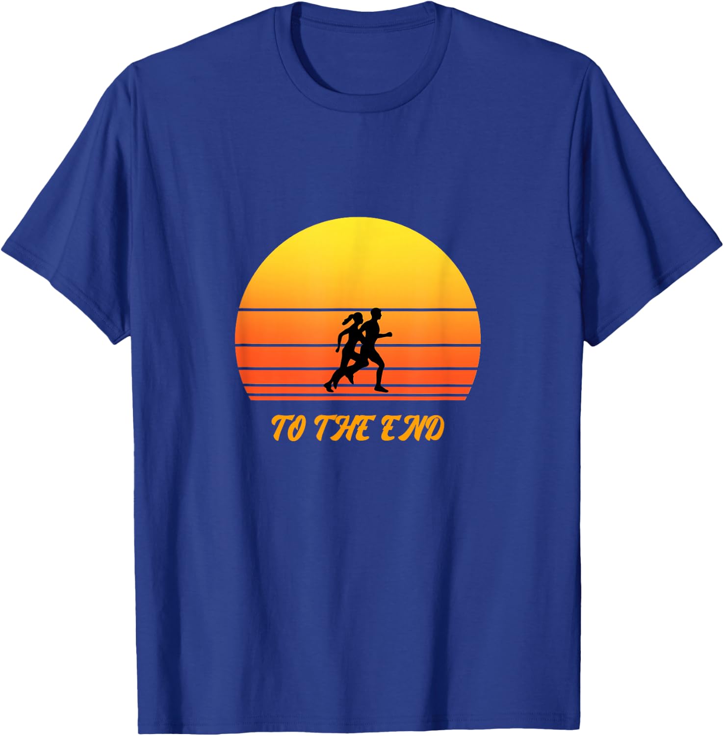 Sunset Design of to the End Running Couple Graphic T-Shirt - T-Shirt | Royal
