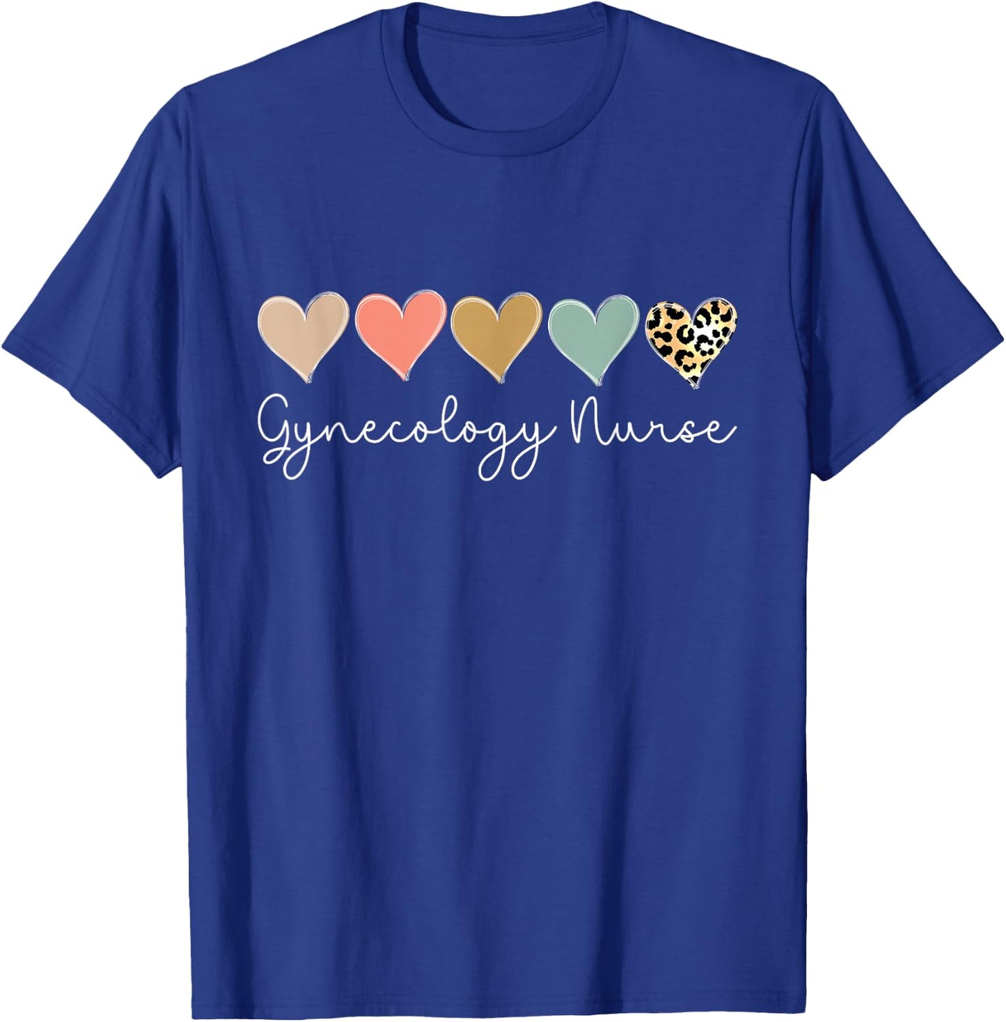 Gynecology Nurse Leopard Heart, valentine's Day Nursing T-Shirt - T-Shirt | Royal