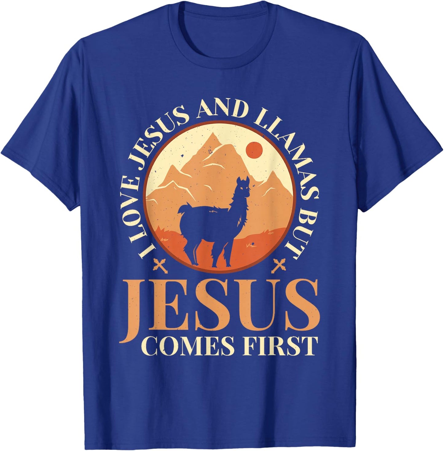 Llamas Lover Christian Religion Faith Jesus Catholic T-Shirt - T-Shirt | Royal