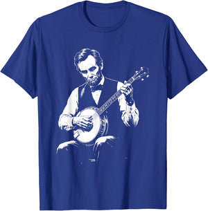 Abraham Lincoln Playing Banjo Retro Vintage Abe Lincoln T-Shirt - T-Shirt | Royal