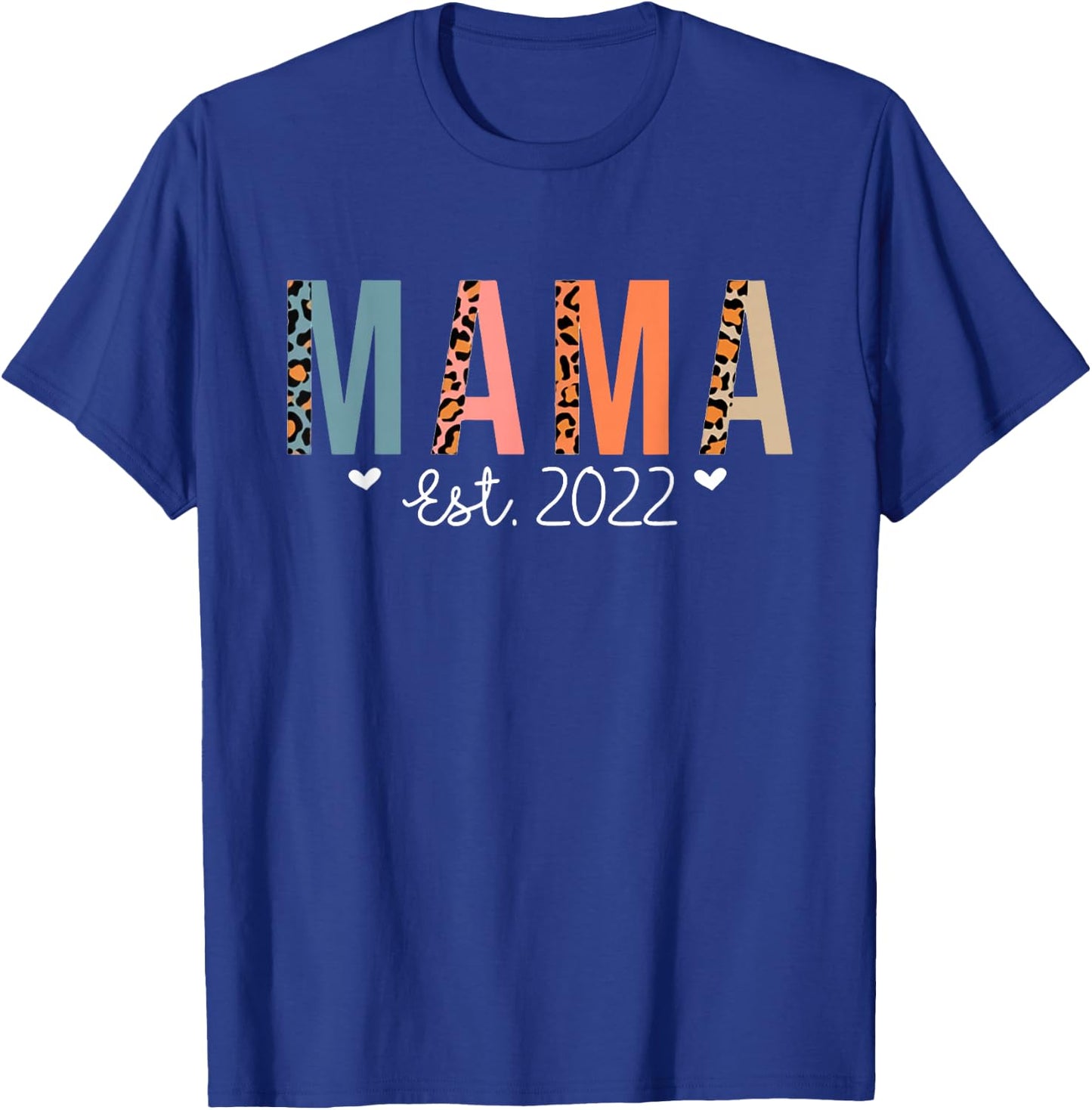 Mama Est 2022 New Mama Mother Proud Mom Leopard Christmas T-Shirt - T-Shirt | Royal