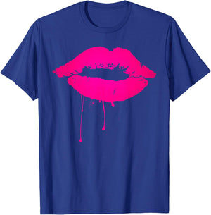 Sexy Pink Hot Lips T Shirt: Neon 80s Lipstick Kiss Party T-Shirt - T-Shirt | Royal