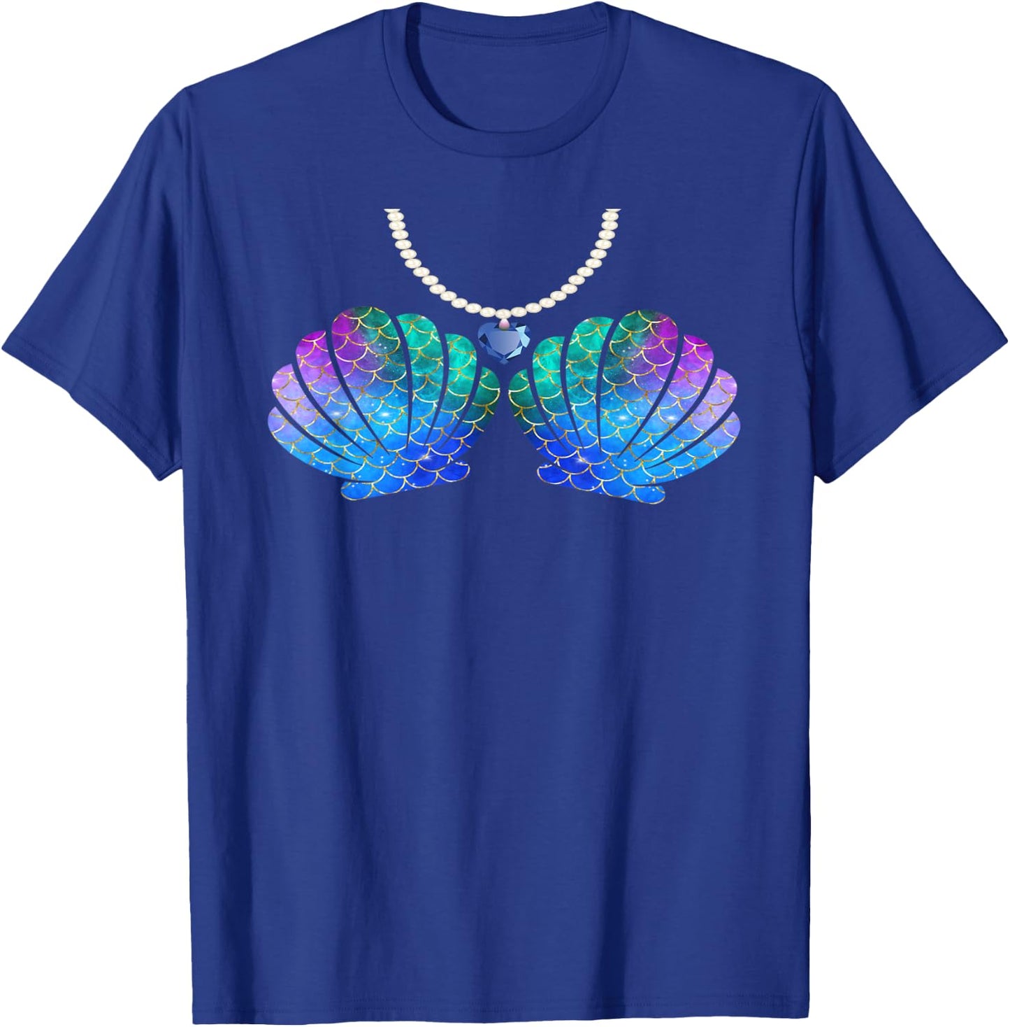 Mermaid Sea Shell Bra Halloween Costume Women Girls T-Shirt - T-Shirt | Royal