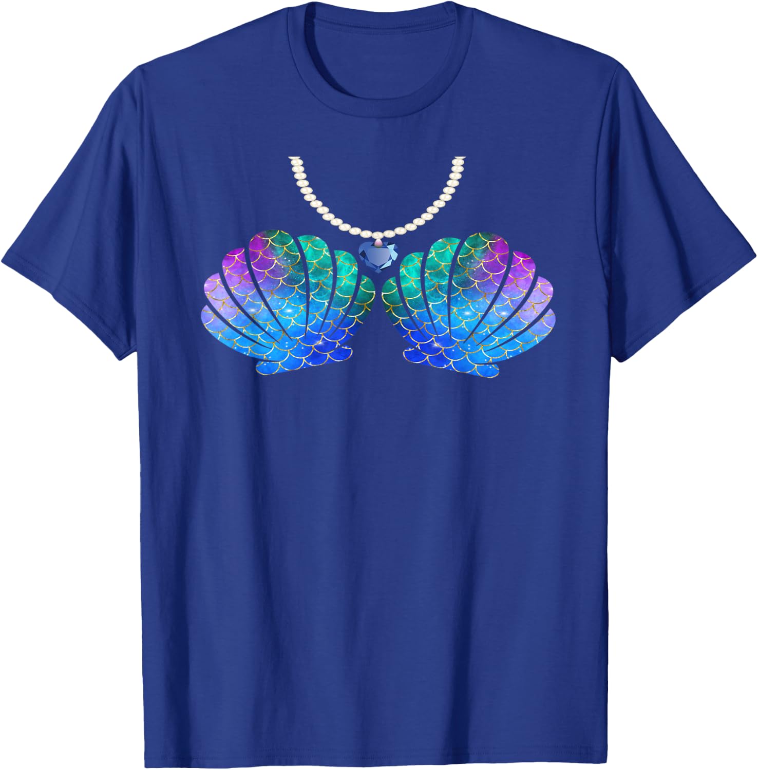 Mermaid Sea Shell Bra Halloween Costume Women Girls T-Shirt - T-Shirt | Royal