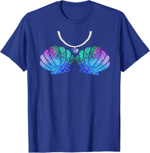 Mermaid Sea Shell Bra Halloween Costume Women Girls T-Shirt - T-Shirt | Royal