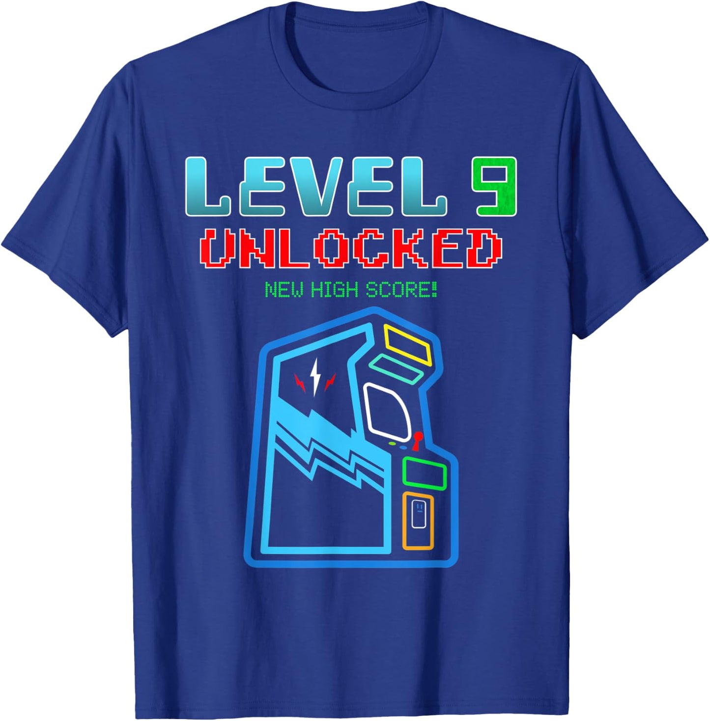 Level 9 Unlocked New High Score Arcade Game Birthday T-Shirt - T-Shirt | Royal