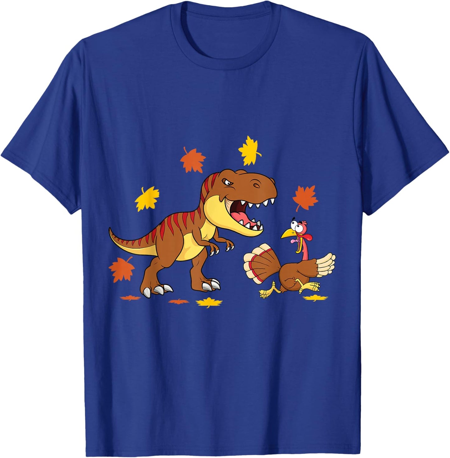 Turkey & T Rex Thanksgiving Funny Gift Kids Boys Girls T-Shirt - T-Shirt | Royal