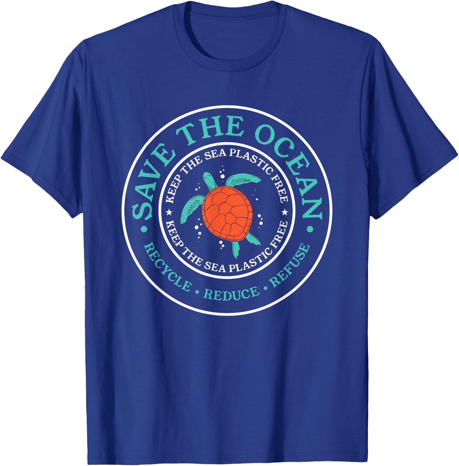 Save The Ocean Lovely Earth Day Sea Kunststoffstrohhalm frei T-Shirt - T-Shirt | Royal