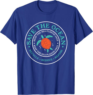 Save The Ocean Lovely Earth Day Sea Kunststoffstrohhalm frei T-Shirt - T-Shirt | Royal