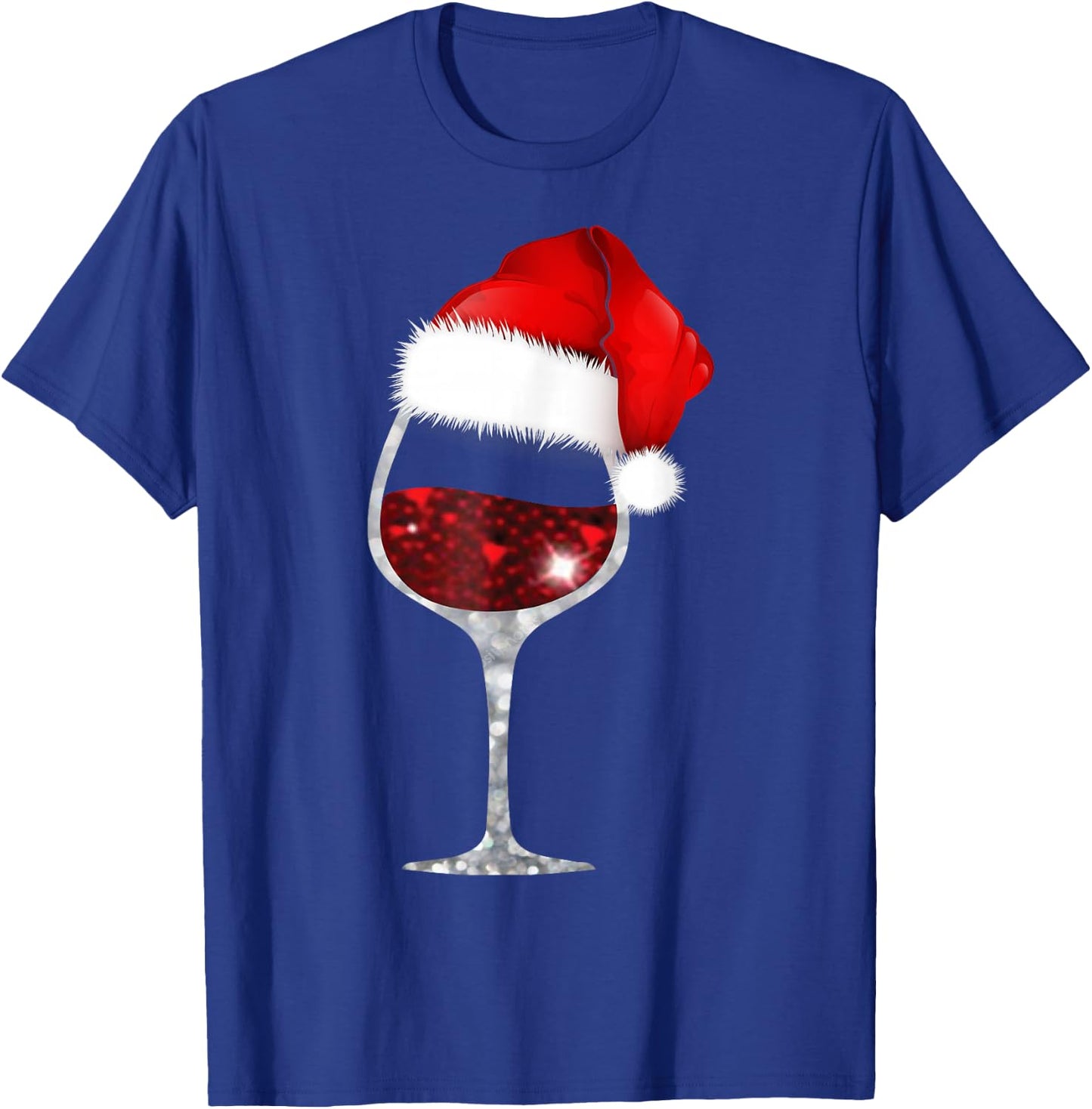 Wine Glass Christmas T Shirt Wine lovers Santa Hat Shirt T-Shirt - T-Shirt | Royal