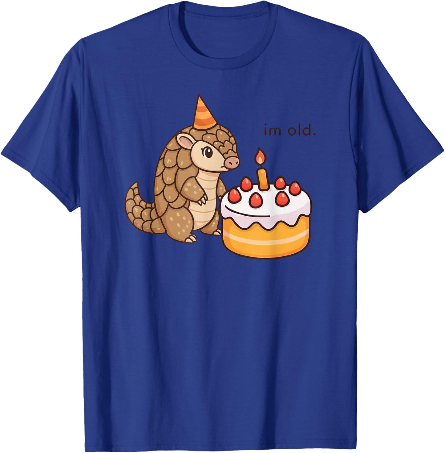 Funny Pangolin Birthday Im Old Bday Cake Animal Boys Girls T-Shirt - T-Shirt | Royal