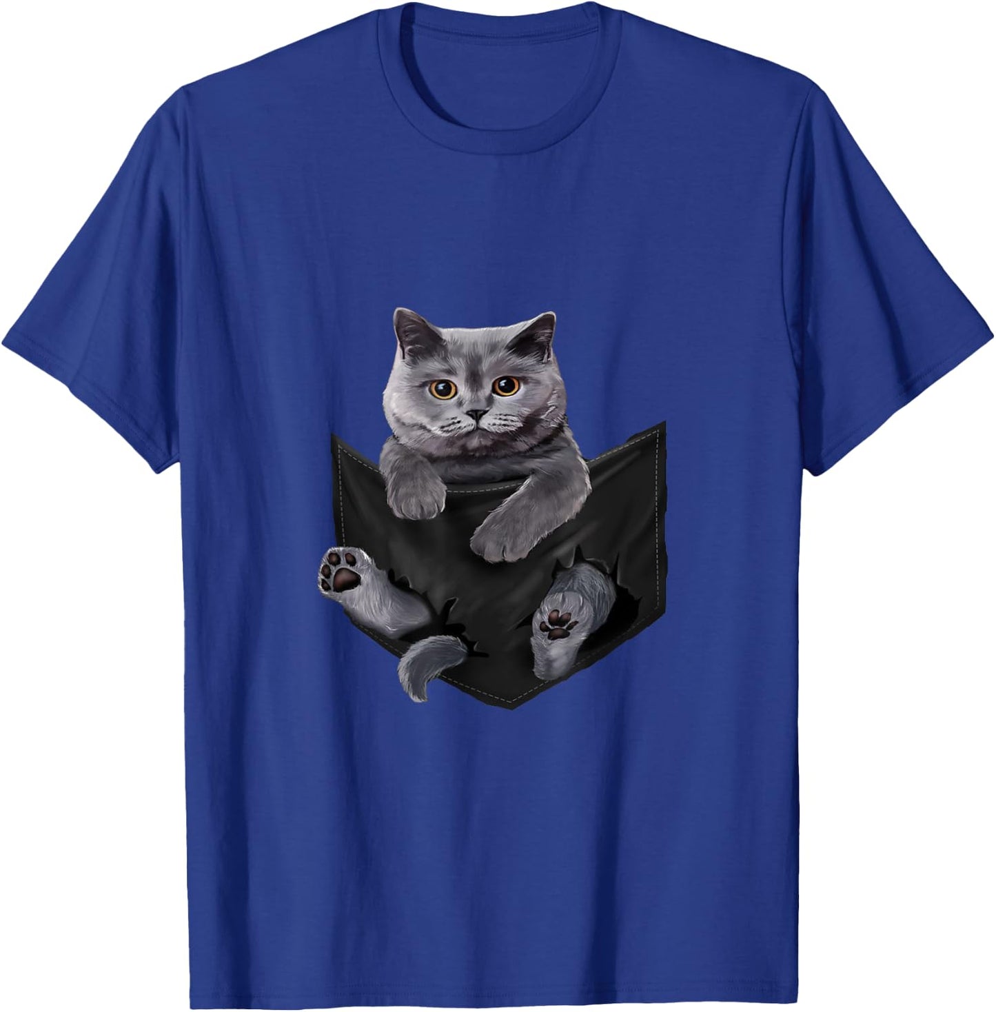 Cat Lovers British Shorthair In Pocket Funny Kitten Men Women Girls Kids T-Shirt - T-Shirt | Royal
