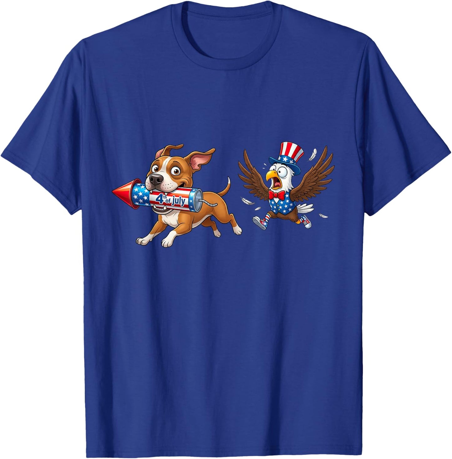 American Staffordshire Terrier American USA Flag 4th of July T-Shirt - T-Shirt | Royal