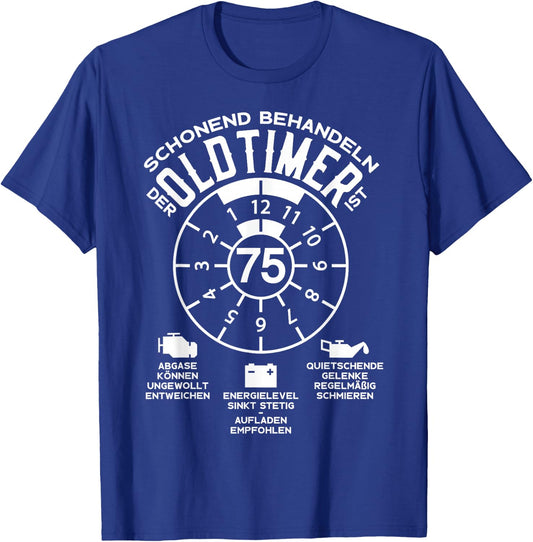 75 Jahre Schonend Treatment Oldtimer 75th Birthday , black T-Shirt - T-Shirt | Royal