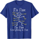 Funny Ow Ow Ow Saying Body Pain Character It's Fine I'm Fine T-Shirt - T-Shirt | Royal